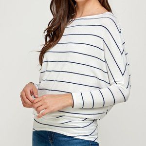 NEW! Relaxed Stripe Boat Neck Tunic Top